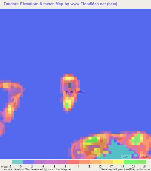 Taudore,Indonesia Elevation Map