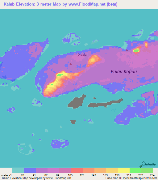 Kalab,Indonesia Elevation Map