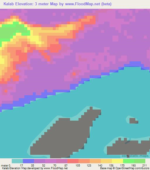 Kalab,Indonesia Elevation Map