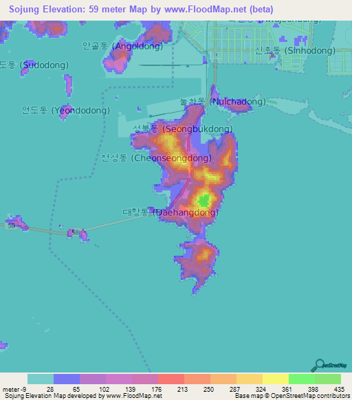 Sojung,South Korea Elevation Map