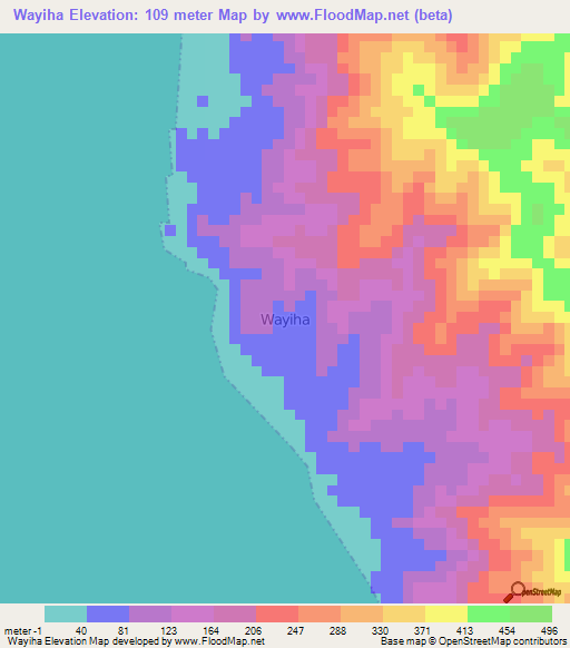 Wayiha,Indonesia Elevation Map