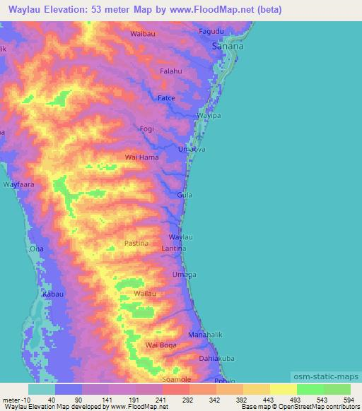 Waylau,Indonesia Elevation Map