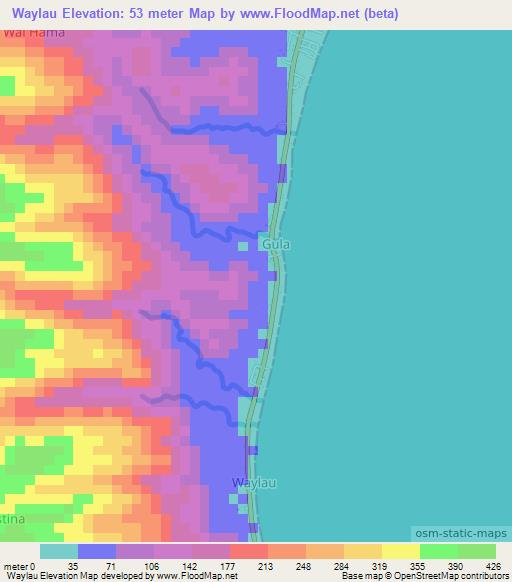 Waylau,Indonesia Elevation Map