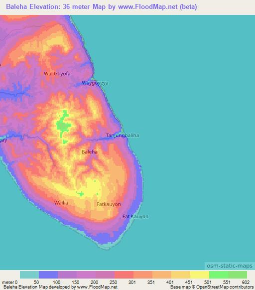 Baleha,Indonesia Elevation Map