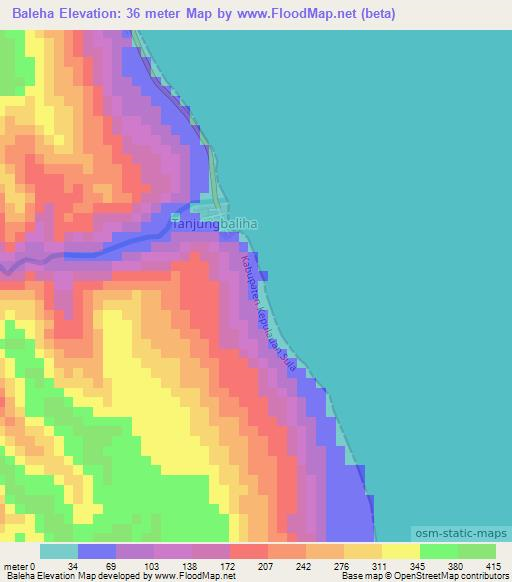 Baleha,Indonesia Elevation Map