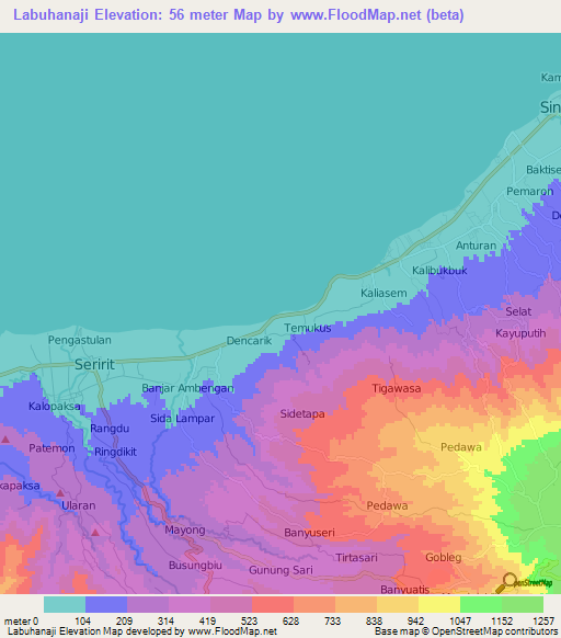 Labuhanaji,Indonesia Elevation Map