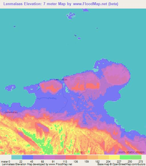 Lenmalaas,Indonesia Elevation Map