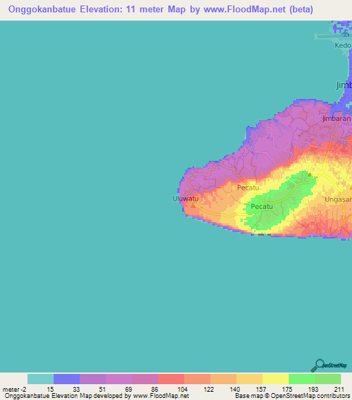 Onggokanbatue,Indonesia Elevation Map