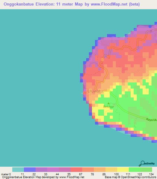 Onggokanbatue,Indonesia Elevation Map