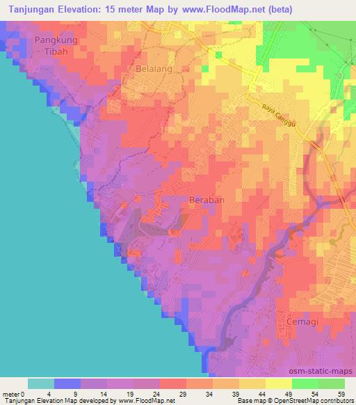 Tanjungan,Indonesia Elevation Map