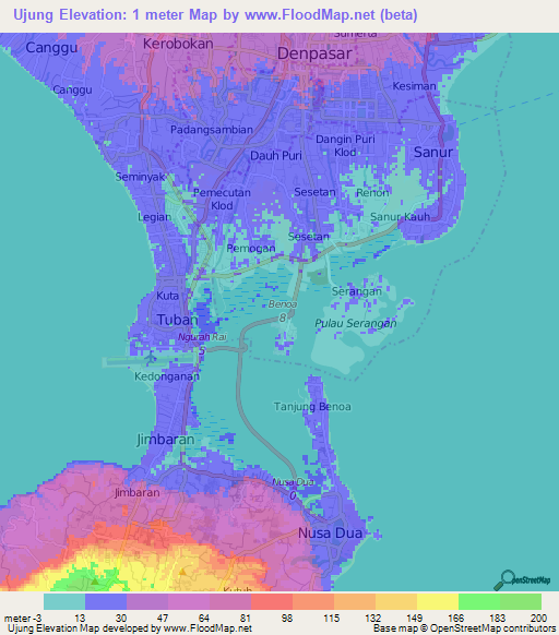 Ujung,Indonesia Elevation Map