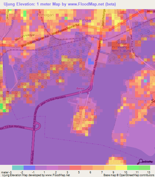 Ujung,Indonesia Elevation Map