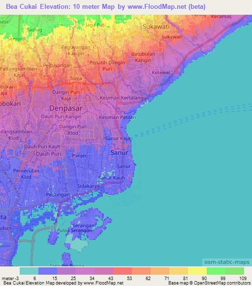 Bea Cukai,Indonesia Elevation Map