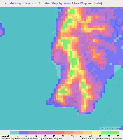 Teluktebang,Indonesia Elevation Map