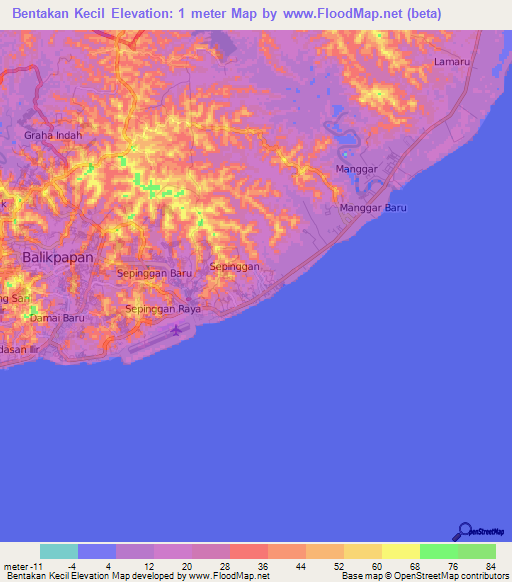 Bentakan Kecil,Indonesia Elevation Map