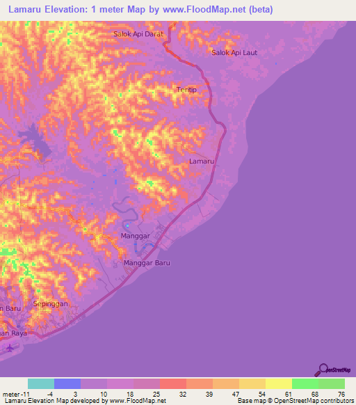 Lamaru,Indonesia Elevation Map