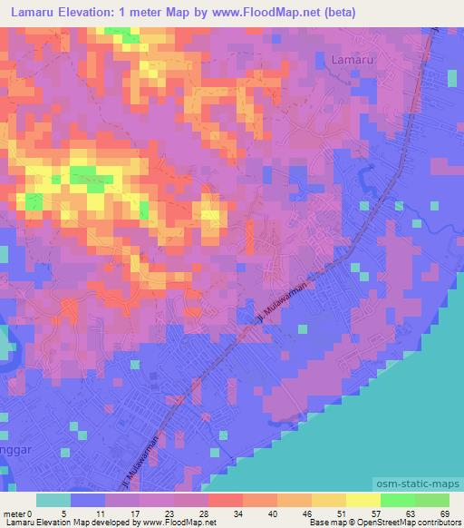Lamaru,Indonesia Elevation Map