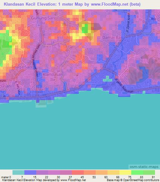 Klandasan Kecil,Indonesia Elevation Map