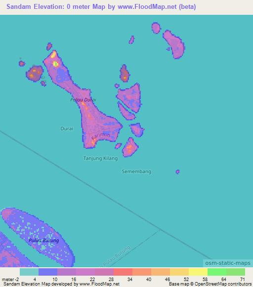 Sandam,Indonesia Elevation Map