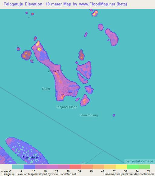 Telagatuju,Indonesia Elevation Map