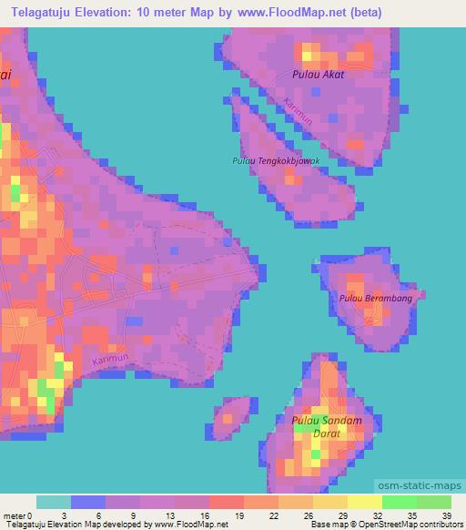 Telagatuju,Indonesia Elevation Map