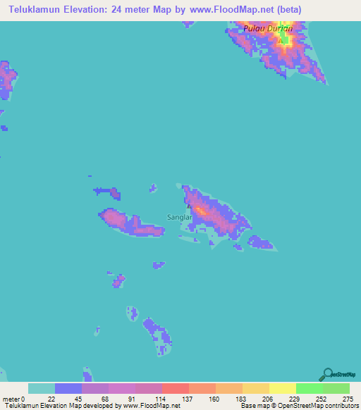 Teluklamun,Indonesia Elevation Map