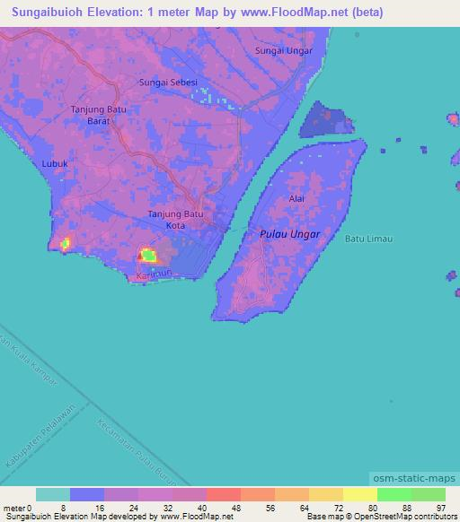 Sungaibuioh,Indonesia Elevation Map