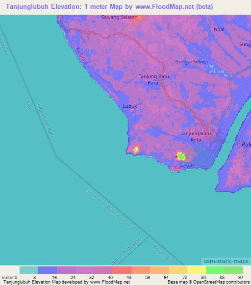 Tanjunglubuh,Indonesia Elevation Map