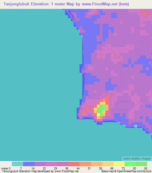 Tanjunglubuh,Indonesia Elevation Map