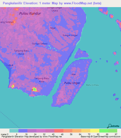 Pangkalanilir,Indonesia Elevation Map