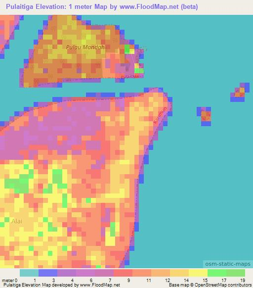 Pulaitiga,Indonesia Elevation Map