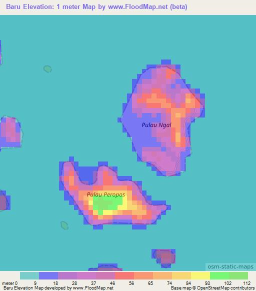 Baru,Indonesia Elevation Map