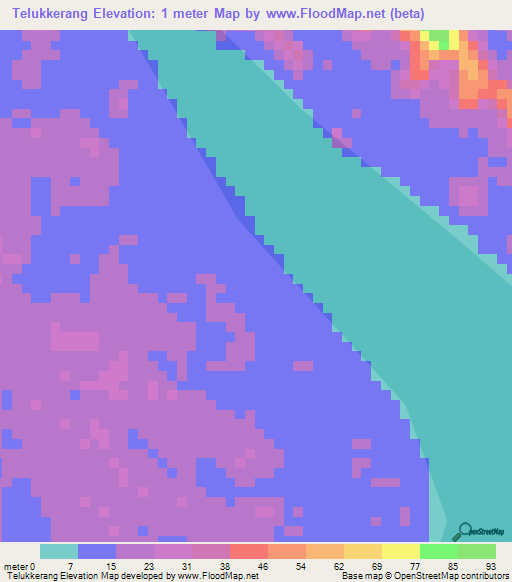 Telukkerang,Indonesia Elevation Map