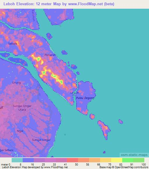 Leboh,Indonesia Elevation Map