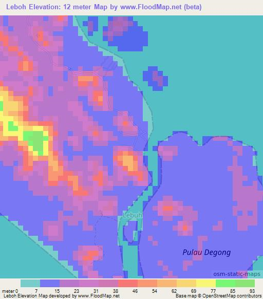 Leboh,Indonesia Elevation Map