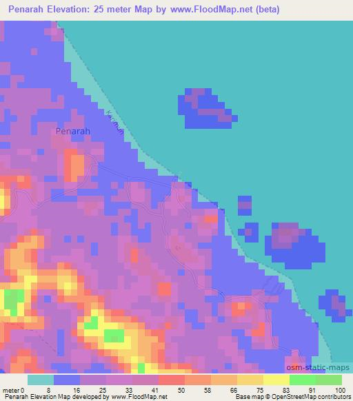 Penarah,Indonesia Elevation Map