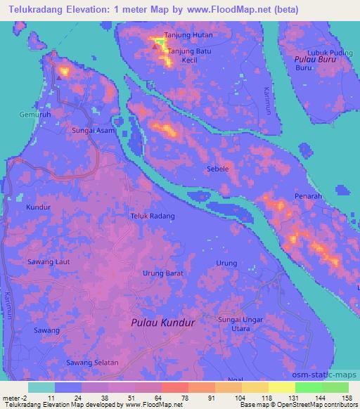 Telukradang,Indonesia Elevation Map