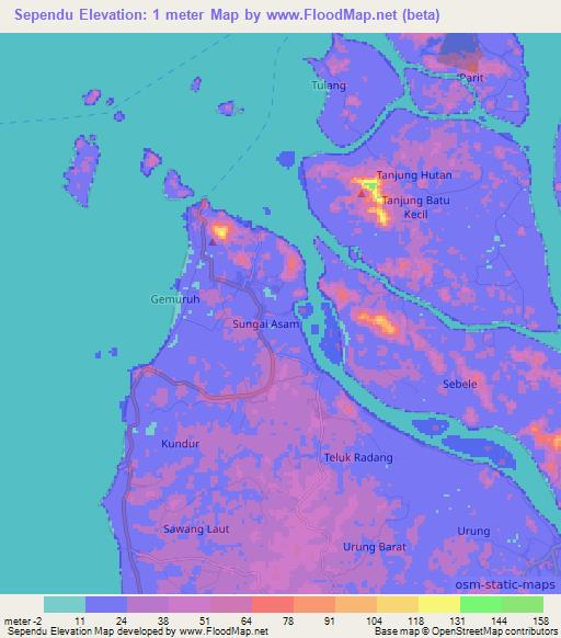 Sependu,Indonesia Elevation Map