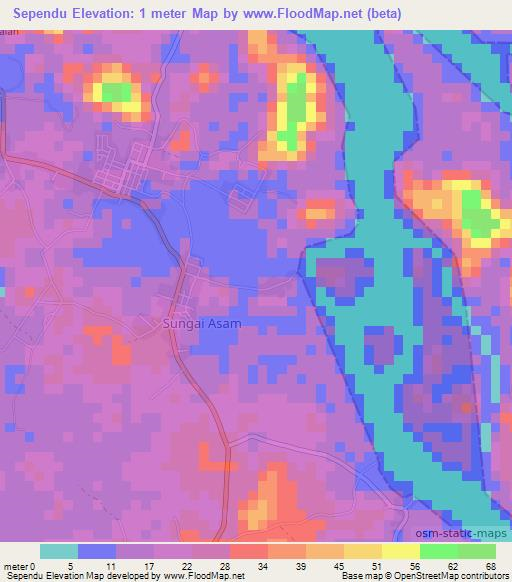 Sependu,Indonesia Elevation Map