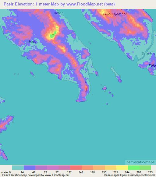 Pasir,Indonesia Elevation Map