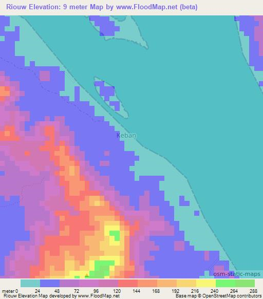 Riouw,Indonesia Elevation Map