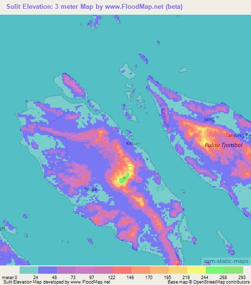 Sulit,Indonesia Elevation Map