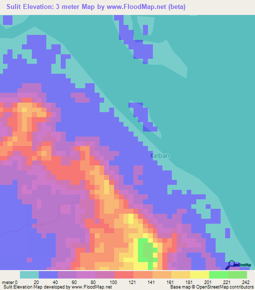 Sulit,Indonesia Elevation Map