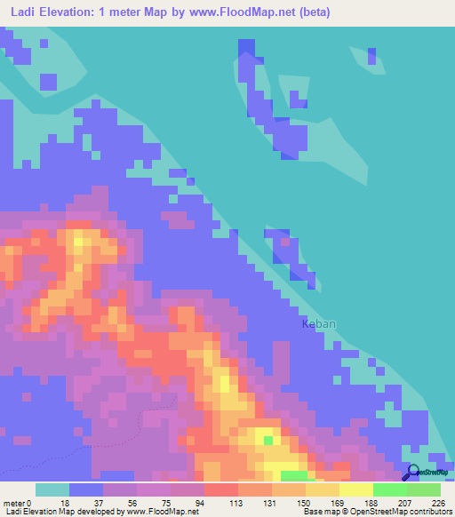 Ladi,Indonesia Elevation Map