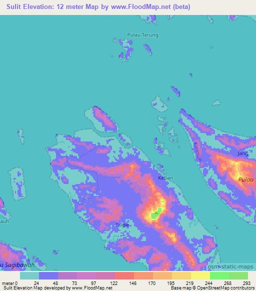 Sulit,Indonesia Elevation Map