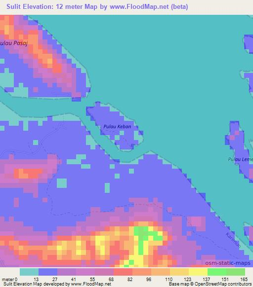 Sulit,Indonesia Elevation Map