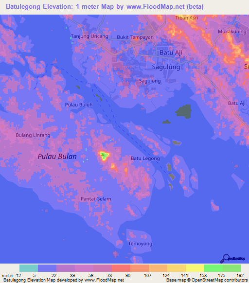 Batulegong,Indonesia Elevation Map