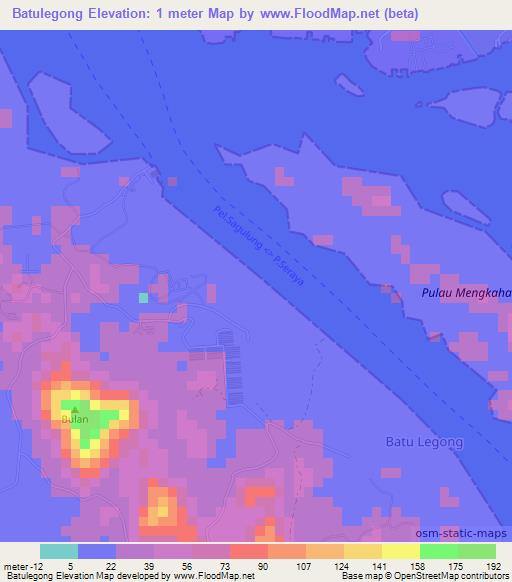 Batulegong,Indonesia Elevation Map