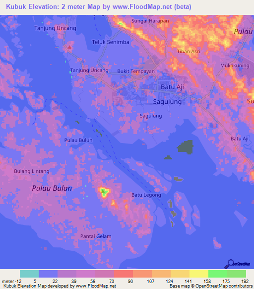 Kubuk,Indonesia Elevation Map