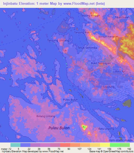 Injinbatu,Indonesia Elevation Map